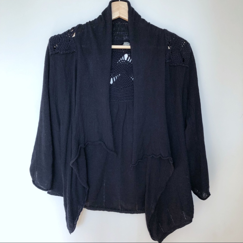 Anthropologie navy drape front knit cardigan
